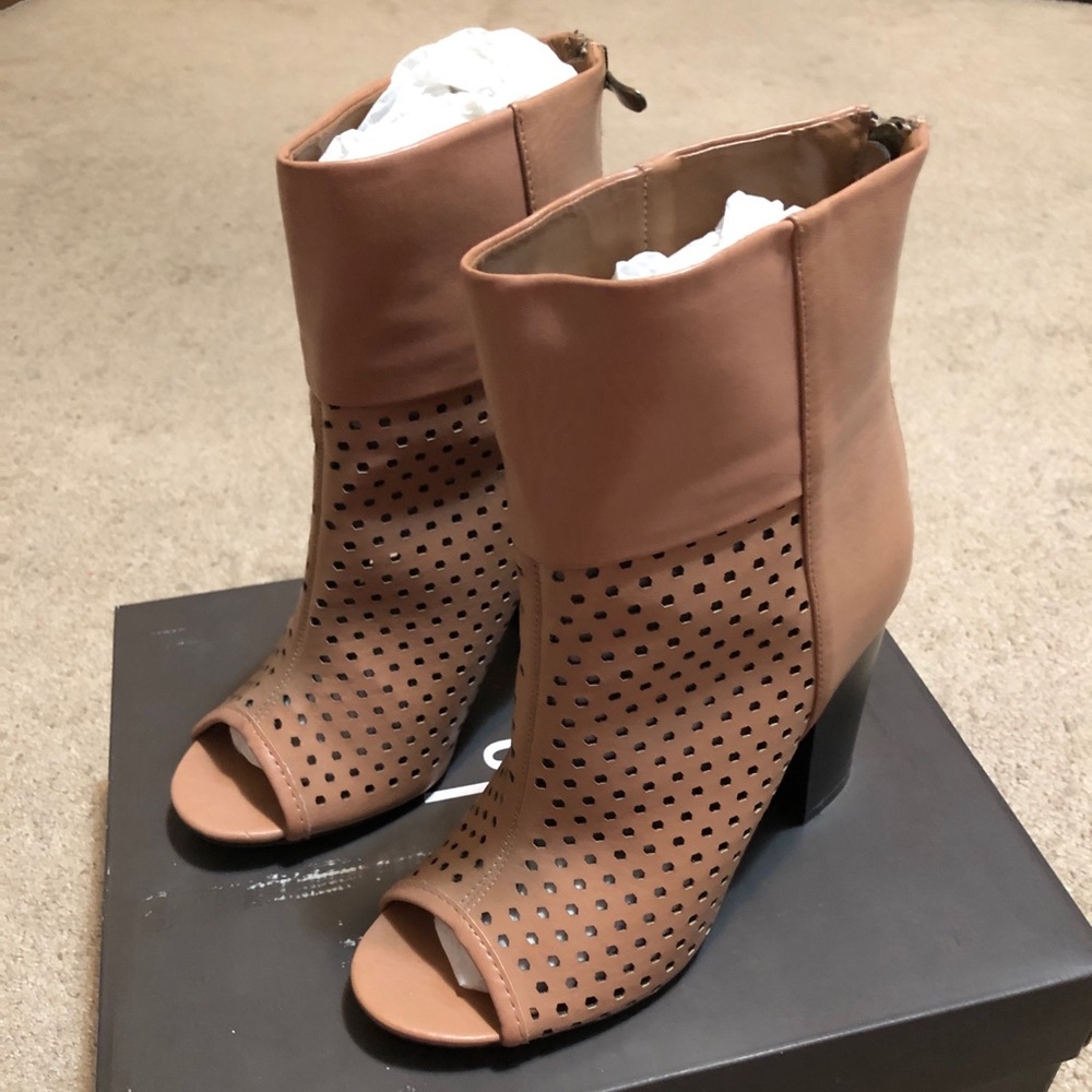 Leila Stone 3 1/2 inch open toe boots